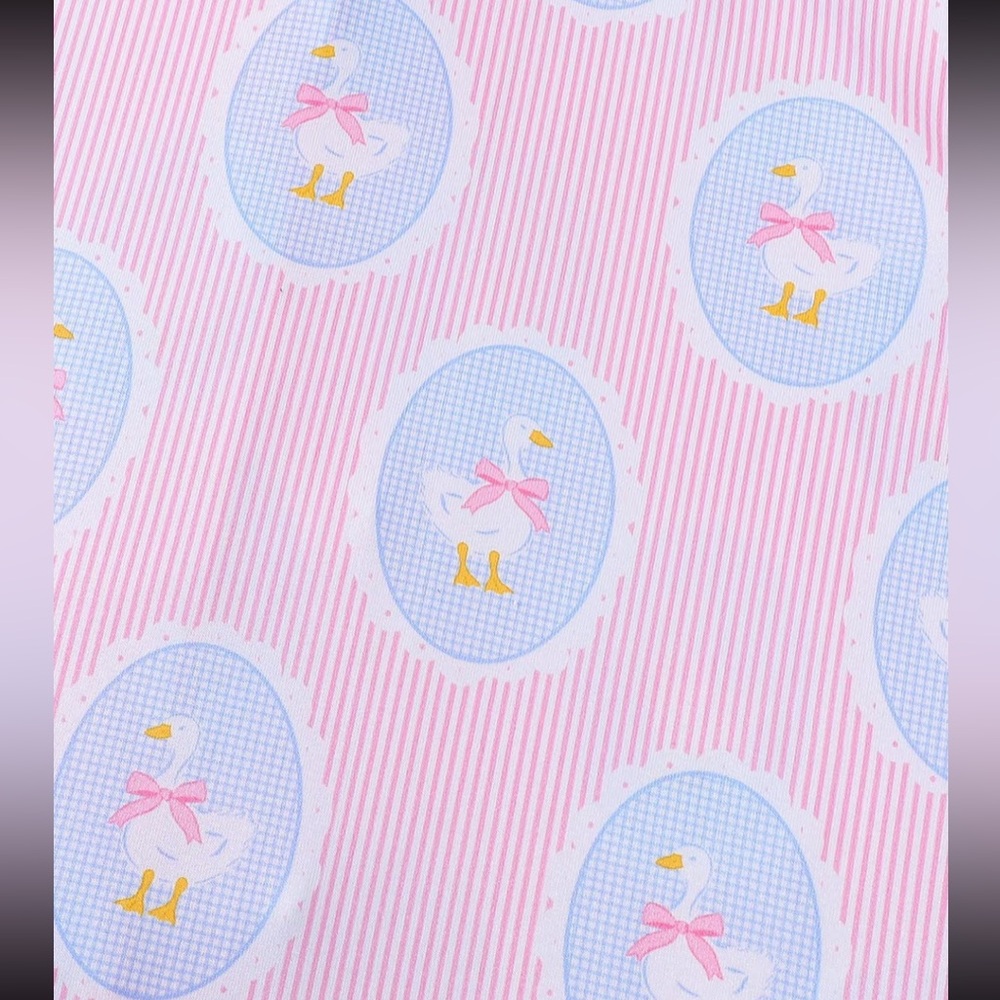 Pink Short Sleeve Swan Bowknot Oval Vintage Print Lounge Pajama Set New - Picture 7 of 13